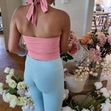 Longline Gathered Halter Top - Sunset Pink