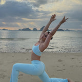 V-Waist Flared Legging - Crystal Blue