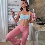 V-Waist Flared Legging - Sunset Pink
