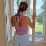 Longline Gathered Halter Top - Soft Lilac